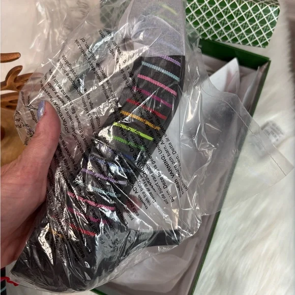 NWT Anthropologie Black Heels with Multicolor Stripes - Picture 8 of 10